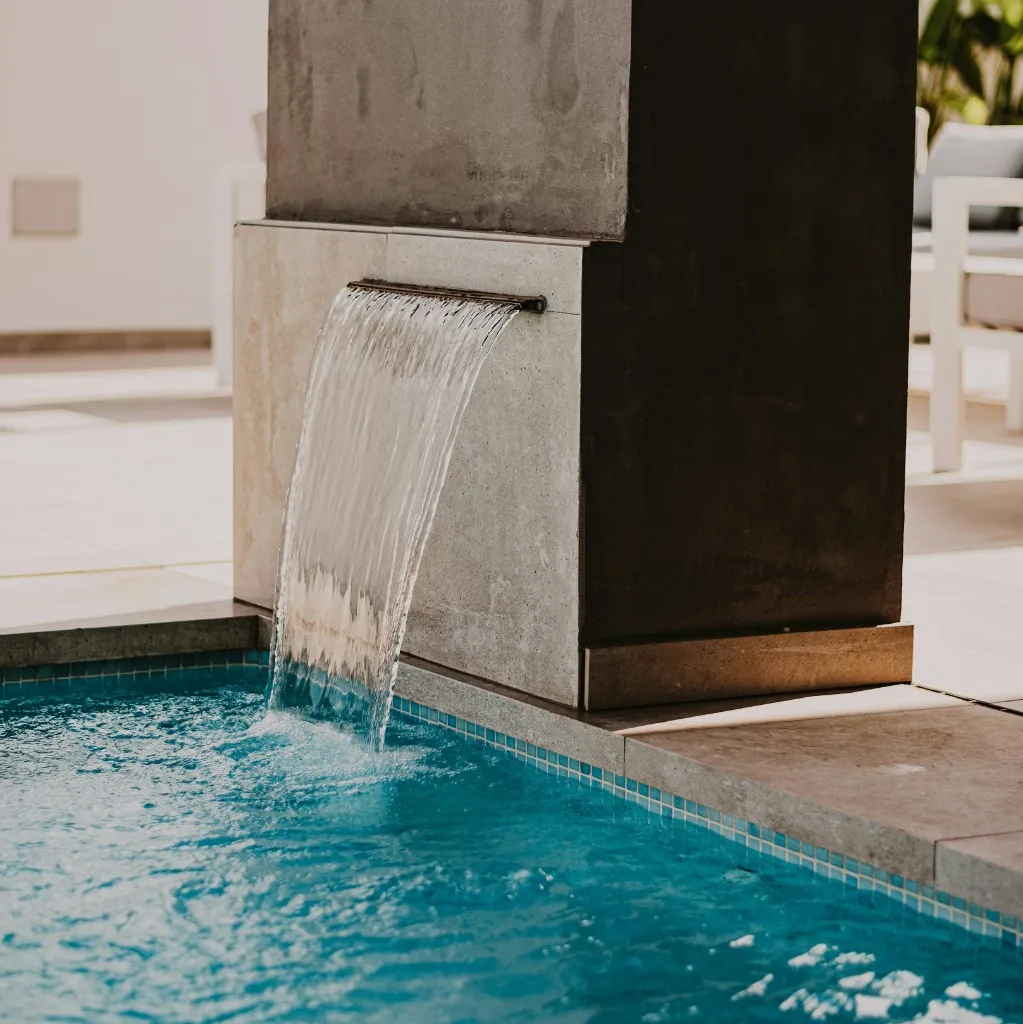 Hotel pool and landscaped green areas